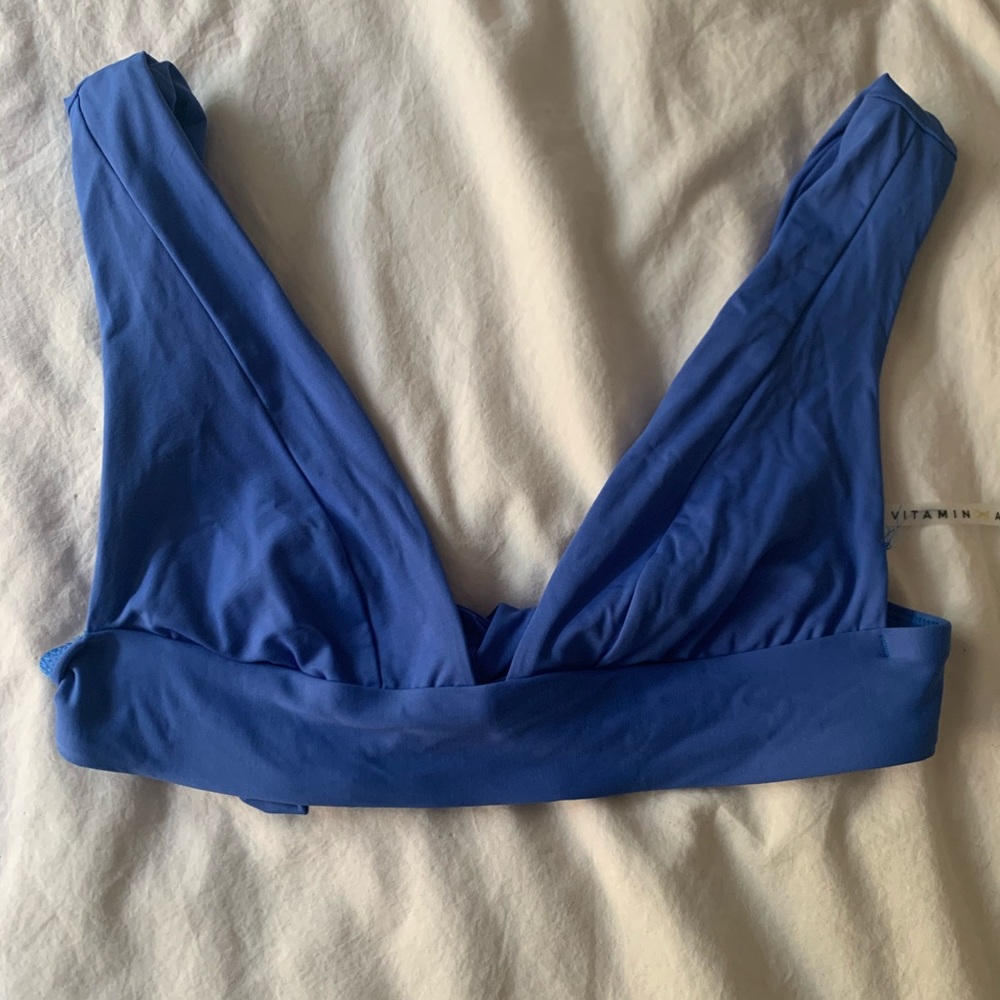 Vitamin A Blue Plunge Bikini Top